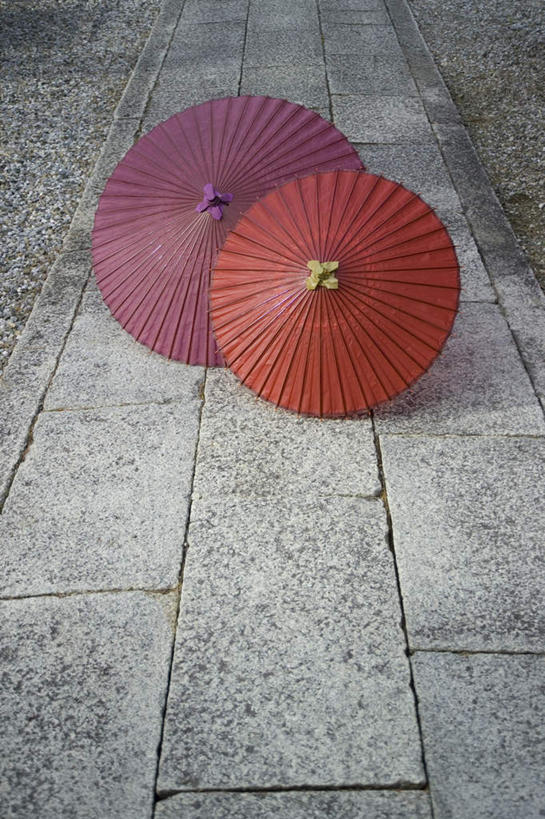 无人,竖图,室外,白天,正面,幸福,石头,植物,道路,路,日本,亚洲,伞,石子,雨伞,纸伞,小路,深红色,交通,两把,古典,油纸伞,文化,树,树木,红色,绿色,自然,鹅卵石,乡间小路,生长,成长,纪念,吉祥,古朴,东亚,日本国,平安,石块,岩石,彩图