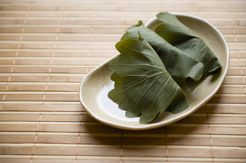 无人,横图,俯视,室内,特写,白天,餐具,叶子,碟子,盘,绿叶,盘子,碟,嫩叶,叶,叶片,彩图,高角度拍摄