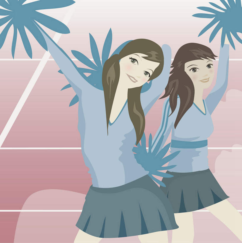 西方人,无人,两个人,伙伴,朋友,体育馆,运动场,站,举,竖图,插画,室内,白天,正面,裙子,友谊,合作,团队,数码,科技,欧洲,欧洲人,握,阴影,服装,网络,跑道,高光,几何,计算机图形,拿,合成,图画,拿着,注视,休闲装,体育场,画,衣服,观察,看,托,站着,休闲,休闲服,战略,握着,短裙,服饰,田径场,观看,半身裙,电脑合成图,数码合成图,察看,合成图,关注,塑胶跑道,漫画,拉拉队,写实,具体,具象,联合,合谋,运动馆,拉拉花,拉拉球,啦啦花,啦啦球,配合,协作,年轻女性,女人,女性,白种人,举起,举手,举着,向上举,向上伸,向上托,站立,半身,彩图,全天候田径运动跑道