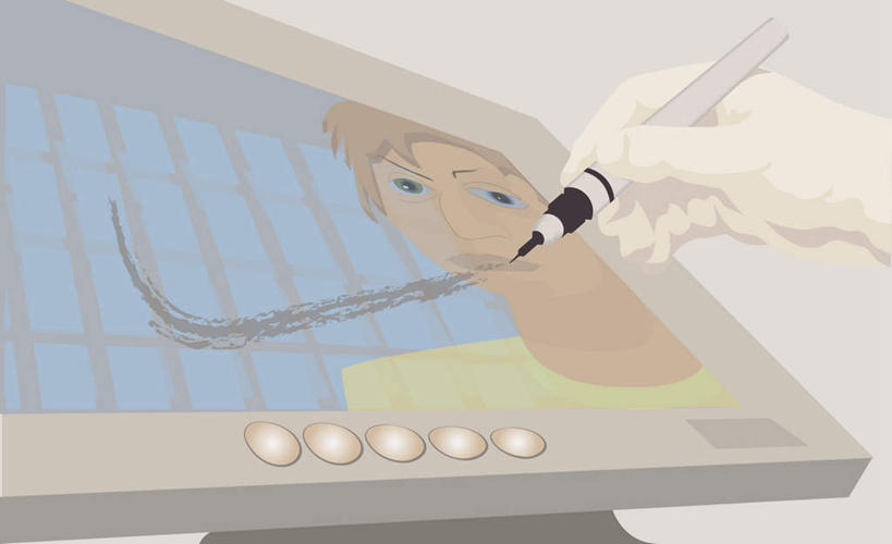 西方人,手,无人,两个人,科学家,横图,插画,室内,特写,白天,正面,绘画,显示器,数码,科技,欧洲,欧洲人,握,阴影,网络,笔,屏幕,手写笔,高光,几何,计算机图形,合成,图画,显示屏,画,手套,手部,橡胶,握着,单手,一支,电脑合成图,数码合成图,科研人员,合成图,研究者,橡胶手套,漫画,触控笔,橡胶制品,输出设备,科学研究者,医用手套,写实,具体,具象,触摸笔,触屏笔,电容屏笔,电容屏手写笔,年轻女性,女人,女性,白种人,科学工作者,半身,彩图