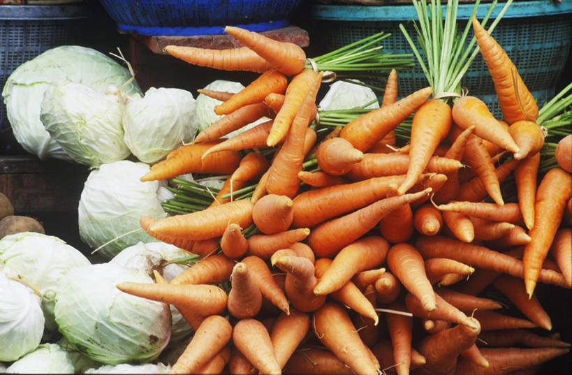 无人,横图,俯视,室外,特写,白天,萝卜,胡萝卜,蔬菜,椰菜,卷心菜,一堆,许多,阴影,堆叠,堆积,朦胧,模糊,新鲜,反射,影子,食品,食物,甘蓝,有机食品,绿色食品,抱子甘蓝,芽甘蓝,堆,球芽甘蓝,子持甘蓝,结球甘蓝,红萝卜,甘荀,甘兰,包心菜,彩图,高角度拍摄