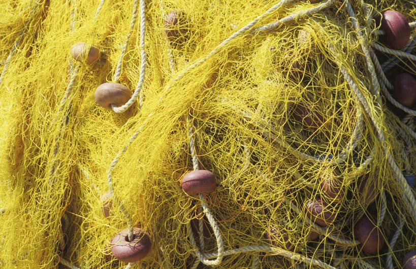 无人,横图,室外,特写,白天,正面,静物,许多,吊挂,悬挂,阴影,反射,钩子,影子,挂,渔网,渔具,鱼钩,抓捕,捕捞,鱼网,拉网,捕捞工具,彩图,钓鱼