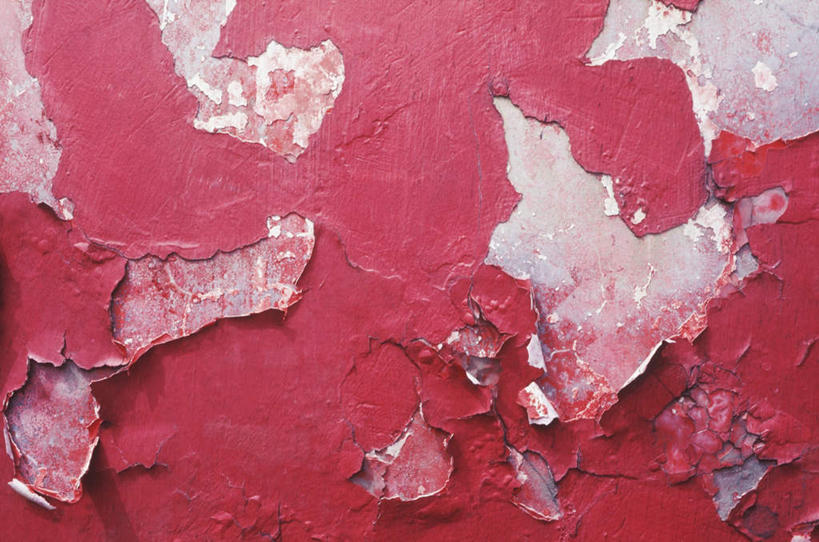 无人,横图,室内,特写,白天,正面,阴影,破旧,陈旧,反射,纹路,纹理,影子,墙,破坏,破损,墙壁,墙面,红色,损坏,肌理,彩图