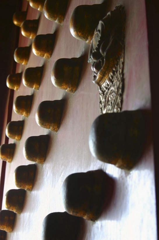 无人,竖图,室内,特写,白天,仰视,门,静物,中国,亚洲,一排,许多,阴影,朦胧,模糊,整齐,装饰,光线,影子,排列,阳光,门框,华丽,修饰,点缀,铆钉,队列,东亚,中华人民共和国,衬托,美观,雅致,雅观,彩图,低角度拍摄