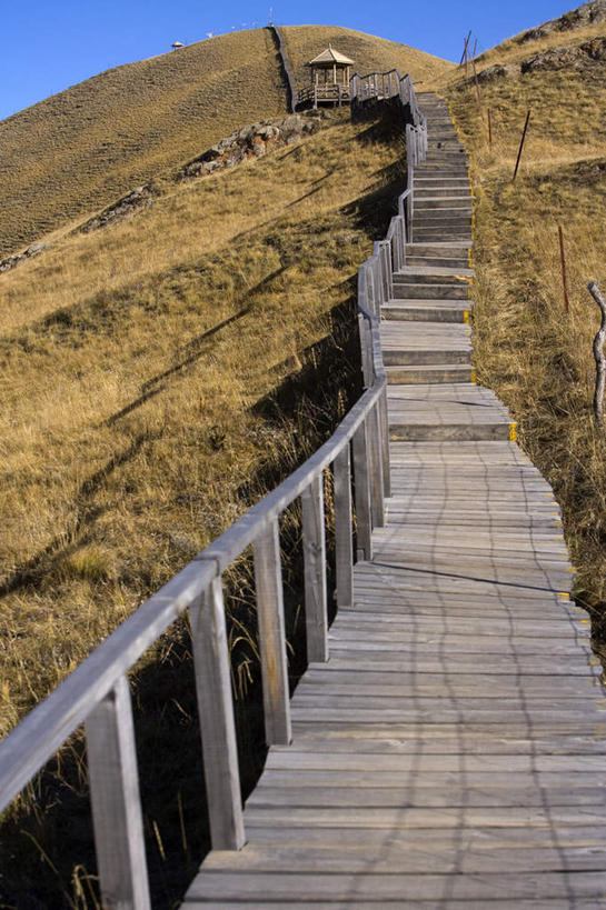 无人,竖图,室外,白天,正面,旅游,度假,美景,植物,地板,中国,亚洲,阴影,枯萎,光线,木板,影子,景观,桥,枯草,地面,木桥,娱乐,木地板,栈桥,草,黄色,蓝色,蓝天,天空,阳光,自然,天,享受,休闲,景色,放松,四川省,晴朗,人行桥,木板桥,自然风光,东亚,四川,阿坝,万里无云,中华人民共和国,西南地区,阿坝藏族羌族自治州,阿坝州,川,晴空,晴空万里,彩图,第一湾,黄河第一湾,九曲黄河第一湾,若尔盖县,唐克乡