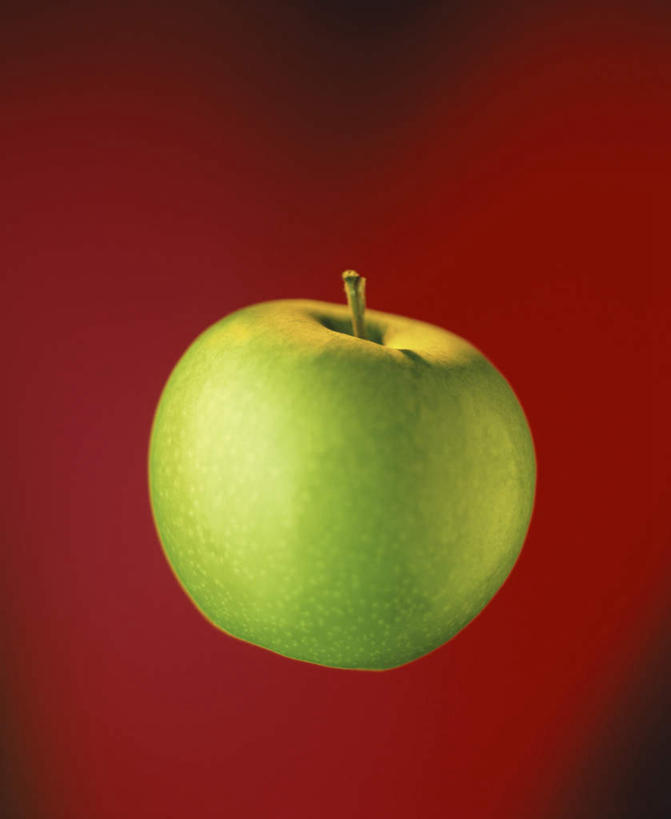 无人,竖图,室内,特写,白天,正面,苹果,水果,红色背景,新鲜,生食,食品,果实,食物,一个,绿色,青苹果,摄影,有机食品,绿色食品,影棚,单个,彩图,影棚拍摄,拍摄