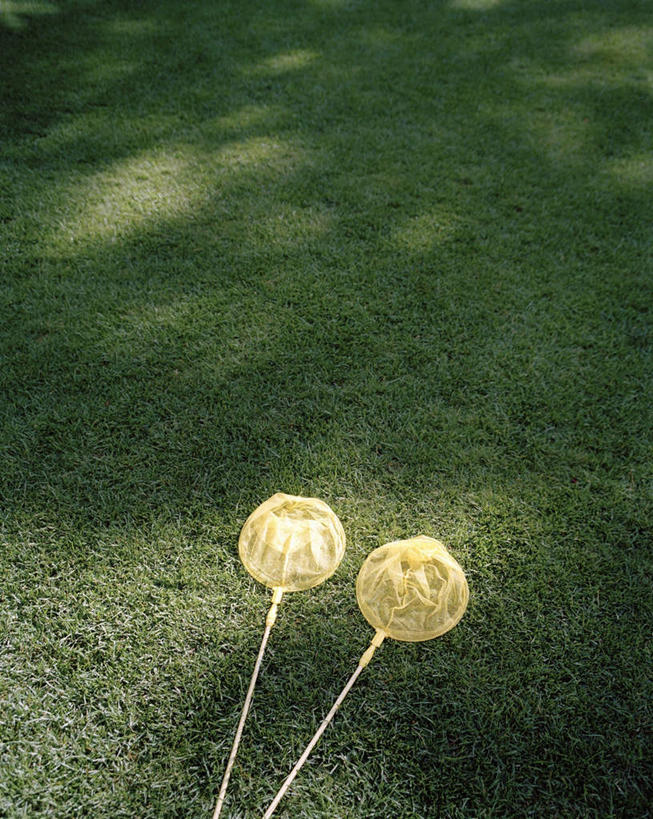 无人,竖图,俯视,室外,白天,旅游,度假,草地,草坪,植物,阴影,光线,影子,捕虫网,娱乐,草,两个,黄色,绿色,阳光,享受,休闲,放松,扫网,水网,扑网,彩图,高角度拍摄