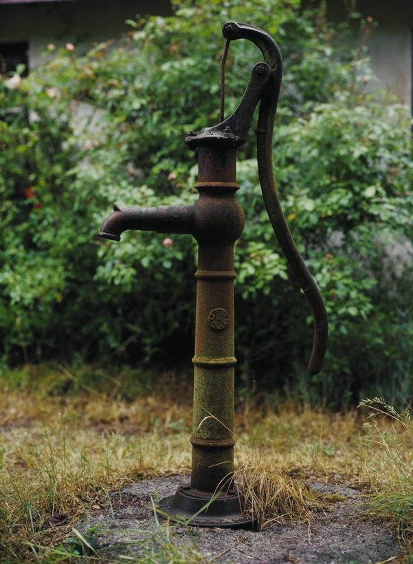 无人,竖图,室外,特写,白天,正面,机器,草地,草坪,植物,阴影,朦胧,模糊,反射,影子,草,树,树木,绿色,自然,机械,生长,成长,水泵,彩图