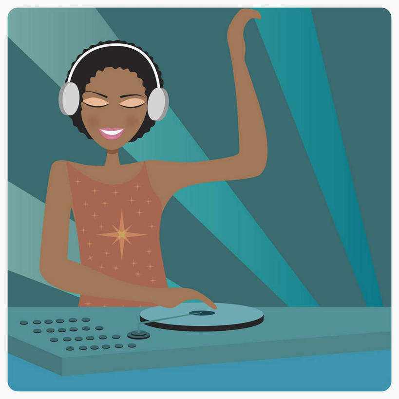 西方人,一个人,无人,站,举,方图,插画,室内,白天,正面,陶醉,快乐,数码,科技,欧洲,欧洲人,仅一个年轻女性,仅一个女性,仅一个人,握,阴影,服装,网络,高光,几何,计算机图形,音乐,拿,合成,图画,音乐播放器,拿着,注视,休闲装,画,衣服,耳机,耳麦,观察,看,托,站着,享受,休闲,休闲服,握着,服饰,观看,电脑合成图,数码合成图,察看,麦克风,头戴式耳麦,合成图,关注,打碟机,dj师,唱片骑士,漫画,写实,具体,具象,年轻女性,女人,女性,白种人,举起,举手,举着,向上举,向上伸,向上托,站立,半身,彩图,DJ打碟机,头戴式耳机,播放器,沉醉