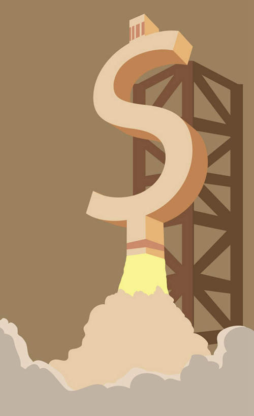 无人,竖图,插画,室内,白天,正面,热情,数码,火箭,航天,科技,火,阴影,光线,科学,网络,标志,火焰,影子,字符,字母,烟雾,高光,几何,计算机图形,燃烧,合成,图画,标识,画,一个,天空,阳光,天,运输,晴朗,单个,电脑合成图,数码合成图,合成图,发射塔,载具,漫画,万里无云,写实,具体,具象,美元符号,晴空,晴空万里,彩图