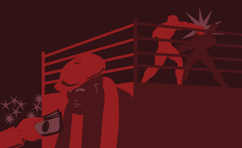 无人,四个人,拳击手,栏杆,站,笑,微笑,露齿笑,横图,插画,室内,白天,正面,锻炼,比赛,运动,钱,数码,科技,拳击,帽子,许多,握,阴影,服装,网络,钱币,墙,台子,围栏,很多,高光,几何,计算机图形,拿,合成,图画,拿着,注视,休闲装,场地,运动帽,护栏,墙壁,墙面,画,衣服,绳子,观察,看,站着,休闲,休闲服,鸭舌帽,握着,钞票,金融,纸币,服饰,奋斗,经济,观看,绳索,电脑合成图,数码合成图,察看,搏斗,合成图,格斗,关注,屠杀,漫画,流通,纸钞,贸易,拳击台,写实,具体,具象,一顶,肉搏,体育,货币,现金,男人,男性,年轻男性,拳击家,拳击运动员,站立,半身,彩图,健身