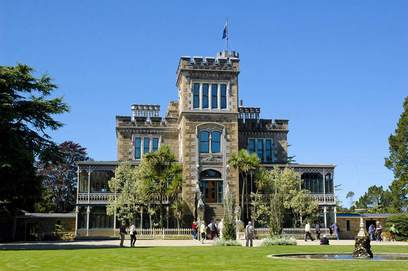 无人,横图,室外,白天,旅游,建筑,新西兰,城堡,宏伟,蓝色,风景,天空,地标建筑,美女,摄影,建造,大洋洲,万里无云,达尼丁,彩图,旅行