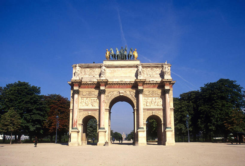 无人,博物馆,横图,室外,白天,建筑,法国,巴黎,欧洲,拱门,首都,图像,蓝色,风景,天空,地标建筑,摄影,拱形,都市风光,万里无云,小凯旋门,法兰西岛大区,彩图,旅行