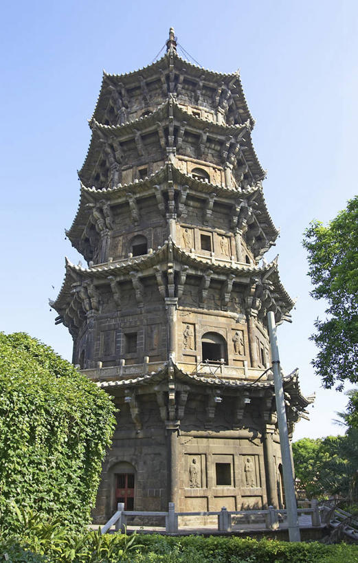 无人,寺庙,竖图,室外,白天,建筑,亚洲,尖顶,图像,宝塔,风景,摄影,宗教,佛教,宗教建筑,中国文化,开元寺,万里无云,泉州,彩图,旅行