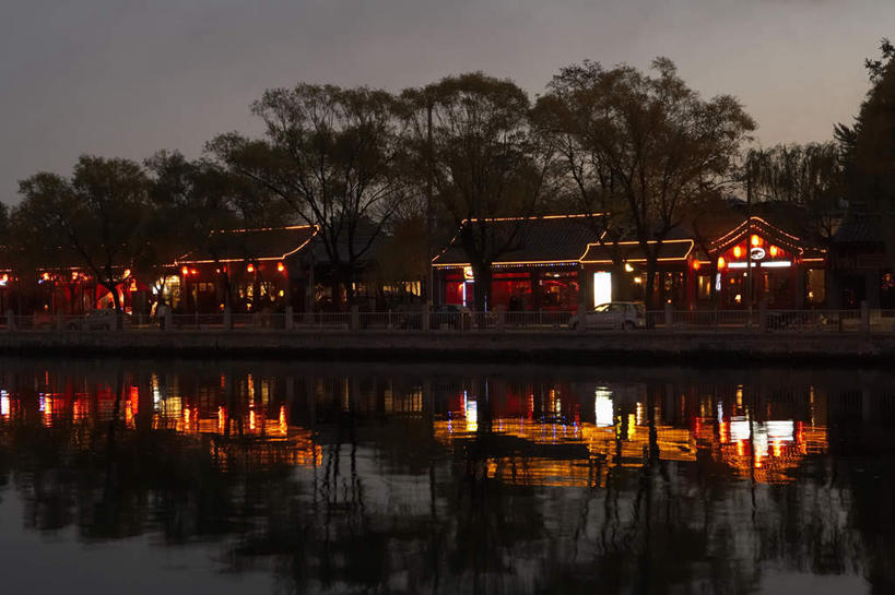 无人,公园,横图,室外,夜晚,正面,仰视,湖,北京,中国,传统,摄影,中国文化,东亚,彩图,低角度拍摄