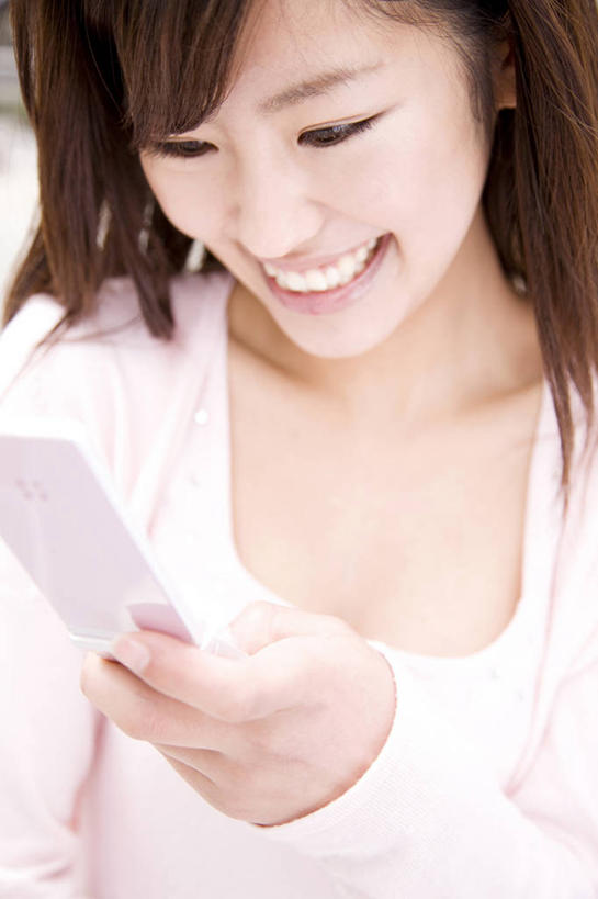 东方人,笑,微笑,亚洲,邮件,肖像,女人,亚洲人,年轻人,电话机,彩图