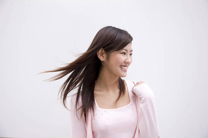 东方人,笑,微笑,室内,白色背景,亚洲,肖像,女人,亚洲人,年轻人,彩图,影棚拍摄