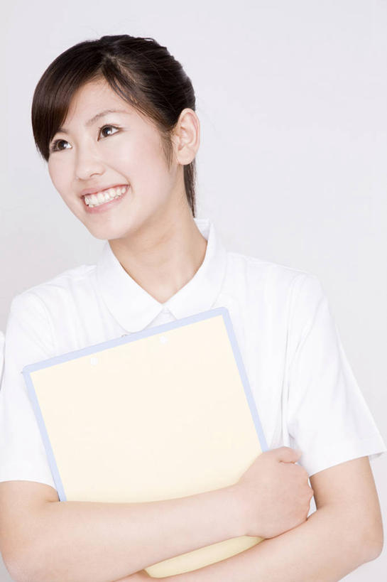 东方人,一个人,护士,笑,微笑,室内,白色背景,商务,亚洲,肖像,女人,亚洲人,年轻人,彩图,影棚拍摄
