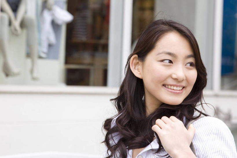 东方人,笑,微笑,购物,亚洲,生活方式,肖像,女人,亚洲人,年轻人,步行,彩图