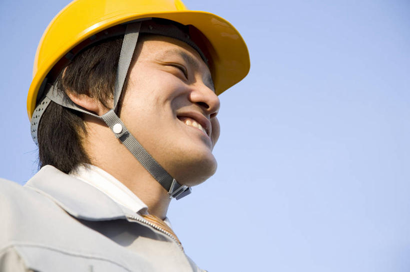 东方人,微笑,商务,头盔,天空,职业,生活方式,肖像,男人,男性,亚洲人,年轻人,彩图