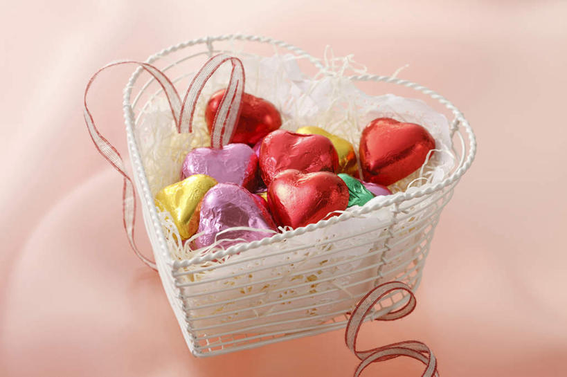 特写,静物,礼物,许多,节日,篮子,糖果,很多,浪漫,饮食,甜食,巧克力,朱古力,心型,彩图,影棚拍摄,爱