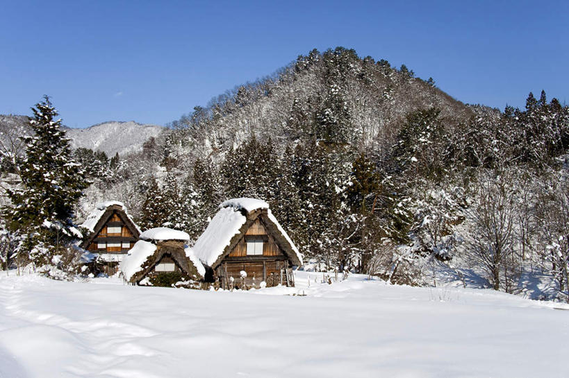 家,白天,美景,雪,建筑,亚洲,房屋,屋顶,屋子,草屋,地形,景观,乡村,冬天,顶棚,住宅,风景,自然,茅草屋,景色,建造,自然风光,彩图,房子,茅舍,茅屋,小屋