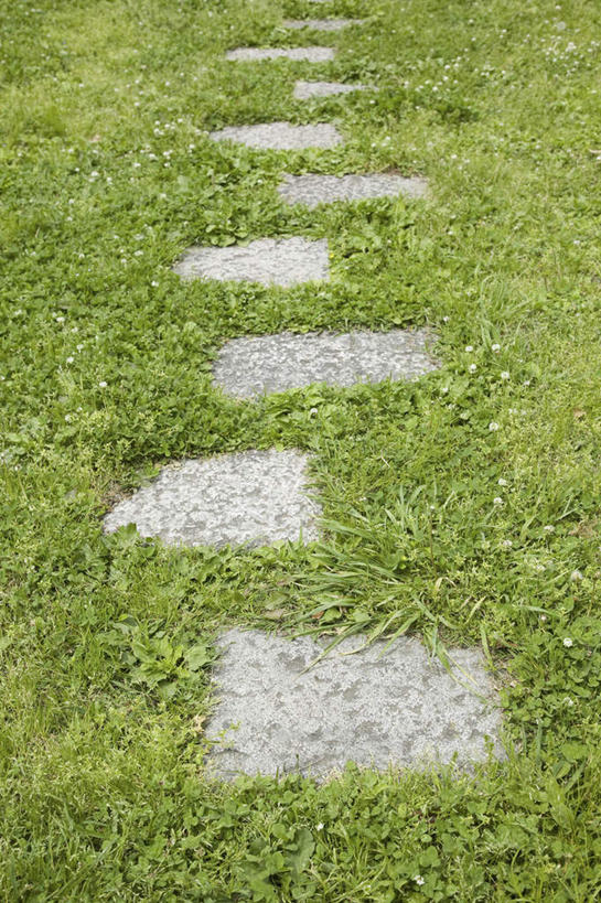 无人,竖图,室外,白天,留白,一排,形状,整齐,小路,台阶,草,排列,摄影,简单,队列,垫脚石,彩图