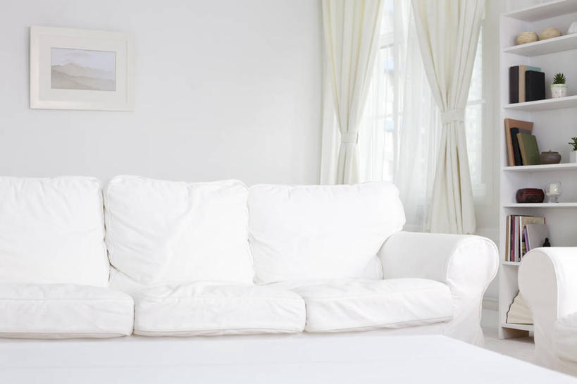 无人,横图,室内,白天,留白,正面,窗帘,沙发,中国,亚洲,太空,干净,画框,白色,起居室,东亚,彩图