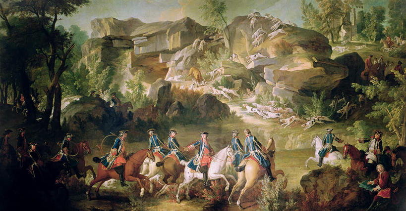 西方人,无人,坐,横图,室内,白天,正面,绘画,草地,草坪,石头,山,山脉,植物,哺乳动物,鹿,马,野生动物,油画,欧洲,欧洲人,一排,许多,奔驰,握,服装,艺术,整齐,石子,山峰,山峦,很多,许多人,古典,拿,拿着,注视,文化,草,树,树木,排列,衣服,绿色,自然,动物,工艺品,群山,奔跑,观察,看,品味,一群人,可爱,握着,运输,服饰,牲畜,活泼,生长,成长,观看,美术,察看,高雅,衣着,穿着,队列,关注,狩猎,打猎,美学,衣饰,追捕,男人,男性,中年男性,白种人,石块,岩石,坐着,彩图,全身,传统服装