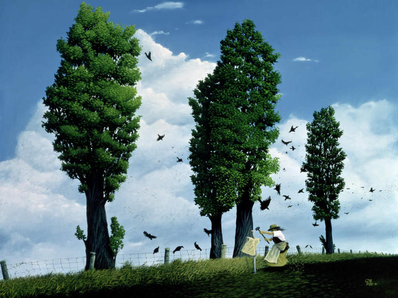 西方人,一个人,无人,栏杆,站,举,横图,室内,白天,正面,绘画,草地,草坪,植物,鸟,野生动物,帽子,油画,欧洲,欧洲人,仅一个年轻女性,仅一个女性,仅一个人,许多,握,阴影,服装,艺术,反射,鸟类,草帽,工具,影子,栅栏,篱笆,云,云朵,围栏,稻草,很多,古典,拿,云彩,拿着,注视,休闲装,文化,稻草人,护栏,草,树,树木,衣服,蓝色,绿色,白云,蓝天,天空,阳光,自然,动物,工艺品,天,观察,看,品味,托,站着,休闲,休闲服,握着,服饰,生长,晴朗,成长,观看,乌鸦,美术,死亡,吉祥,砍伐,察看,高雅,关注,斧头,美学,不祥,斧子,楚乌,老鸹,厄运,恐惧,年轻女性,女人,女性,白种人,晴空,举起,举手,举着,向上举,向上伸,向上托,站立,彩图,全身