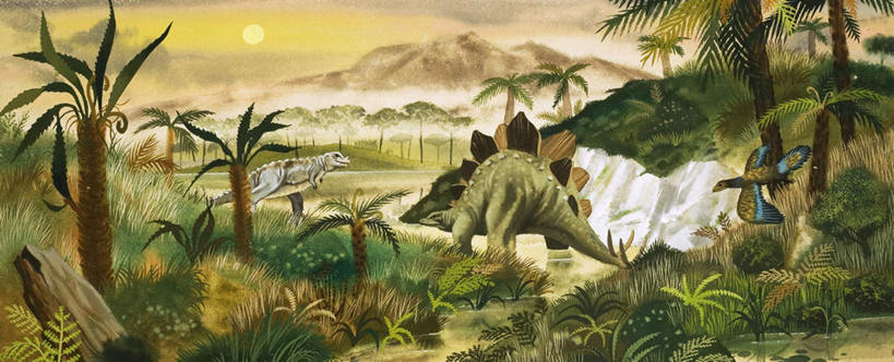 无人,站,横图,室内,白天,正面,绘画,日落,植物,油画,艺术,晚霞,霞光,落日,古典,注视,文化,树,树木,绿色,自然,黄昏,工艺品,观察,看,品味,站着,彩霞,恐龙,三头,生长,成长,观看,美术,察看,高雅,关注,凶猛,剑龙,美学,灭尽,灭绝,史前动物,沱江龙,夕照,凶残,夕阳,站立,彩图,全身,斜阳