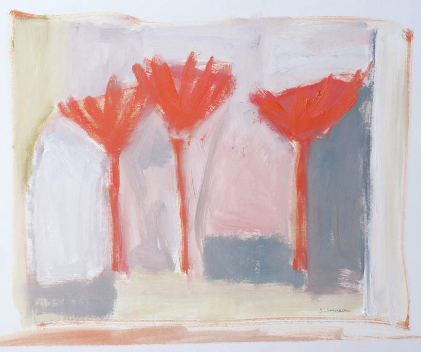 无人,横图,室内,白天,正面,绘画,植物,油画,三棵,一排,艺术,整齐,古典,文化,树,树木,排列,红色,自然,工艺品,品味,生长,成长,美术,高雅,队列,美学,彩图