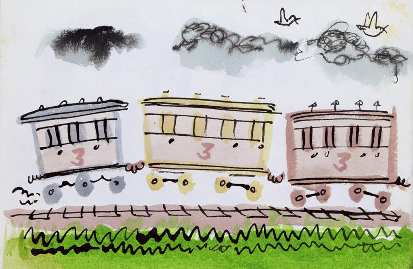 无人,横图,室内,白天,正面,绘画,草地,草坪,植物,路,铁路,火车,鸟,油画,飞翔,伸展,张开,展翅,艺术,飞行,英文,翅膀,鸟类,标志,文字,字符,字母,轨道,交通,铁轨,翱翔,古典,文化,标识,飞,车,草,绿色,工艺品,交通工具,品味,运输,英文字母,美术,高雅,载具,蒸汽机,张开翅膀,美学,展开翅膀,蒸汽机车,火车机车,彩图,全身