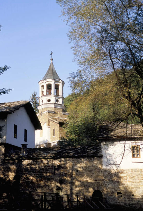 无人,竖图,室外,白天,仰视,旅游,度假,植物,标志建筑,地标,建筑,欧洲,保加利亚,阴影,节日,光线,影子,墙,文化,娱乐,建设,墙壁,墙面,树,树木,蓝色,绿色,蓝天,天空,阳光,自然,天,祈祷,享受,休闲,健康,旅游胜地,放松,许愿,宗教,信仰,生长,晴朗,成长,纪念,祈求,基督教,南欧,天主教,修道院,信念,万里无云,保加利亚共和国,神学院,修院,隐修院,平安,晴空,晴空万里,彩图,低角度拍摄