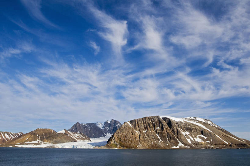 无人,横图,室外,白天,海洋,山,水,全球变暖,挪威,融化,冰,地形,山顶,云,风景,自然,摄影,北冰洋,冰河,斯瓦尔巴德群岛,海滩,群岛,彩图