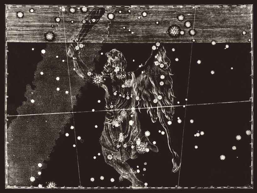 无人,横图,黑白,地图,科学,星星,摄影,星座,手艺,天文学,猎户座大星云,雕刻术