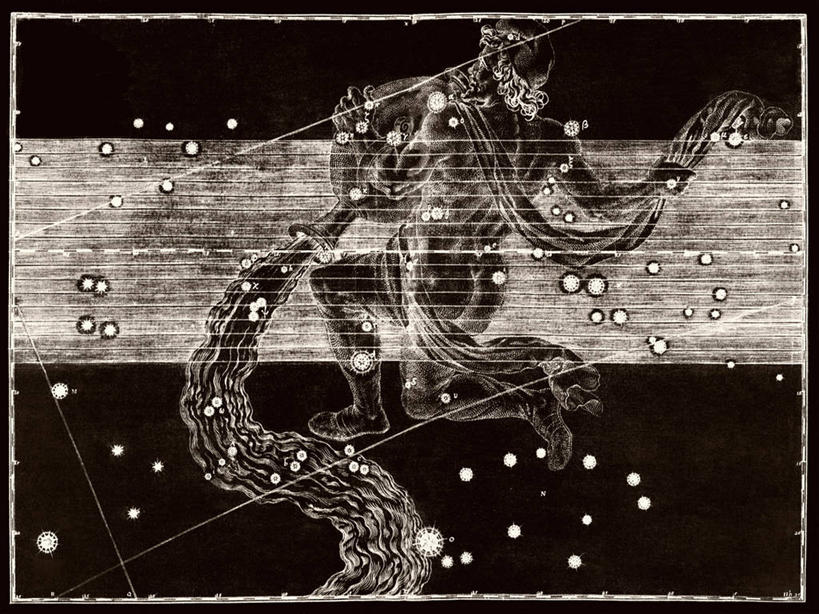 无人,横图,黑白,地图,科学,星星,摄影,星座,手艺,天文学,水瓶座,雕刻术