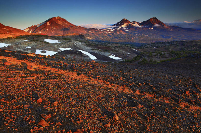 无人,横图,室外,白天,日出,火山,山,山脉,美国,地形,地标建筑,摄影,俄勒冈州,卡斯基德山脉,地质学,彩图