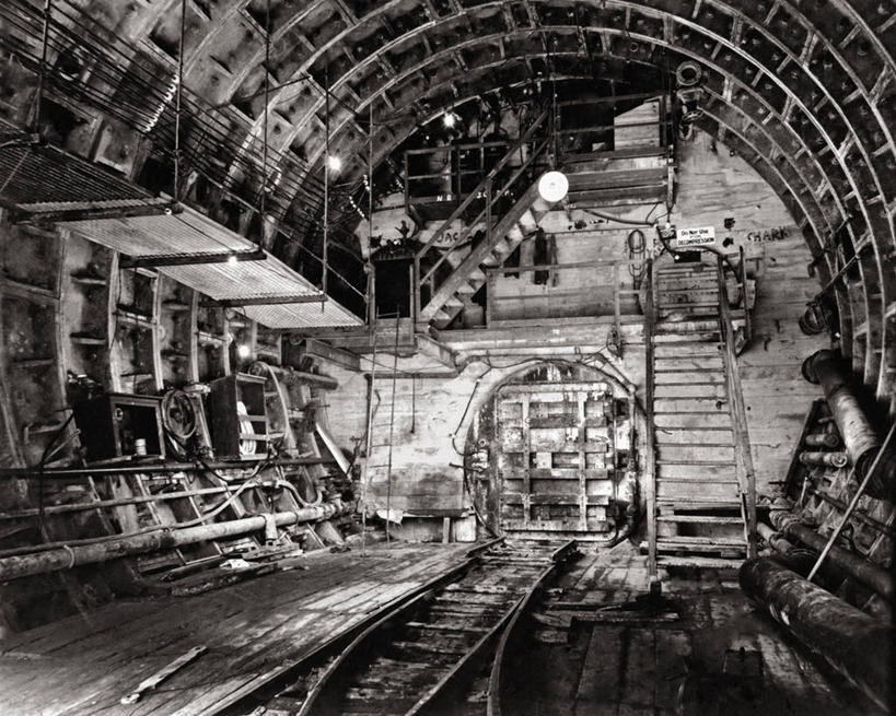 无人,横图,黑白,技术,纽约,美国,科学,隧道,建筑工地,摄影,工程,皇后区