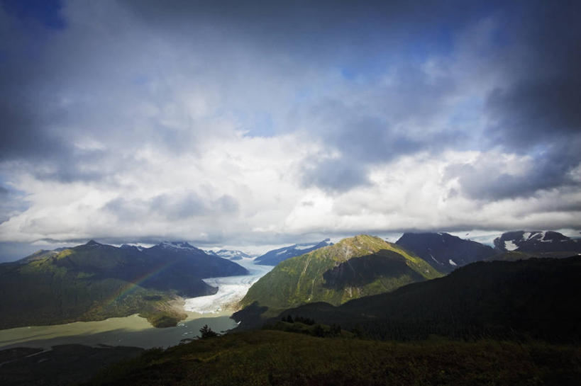无人,横图,室外,彩虹,山,山脉,美国,地形,云,地标建筑,摄影,朱诺,地质学,彩图,旅行