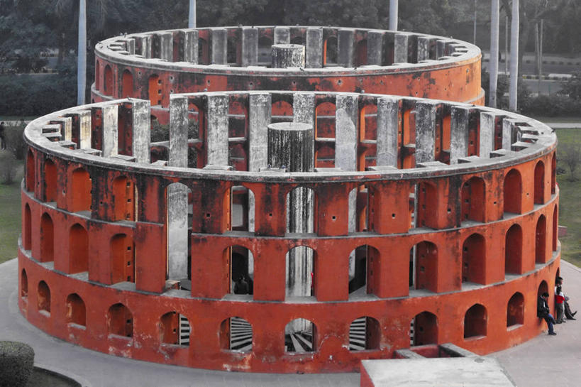 天文台,横图,建筑,印度,科学,圆形,拱门,首都,地标建筑,摄影,天文学,曼塔天文台,新德里,印度人,彩图,旅行