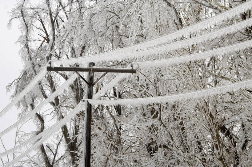 无人,横图,室外,白天,美国,冬天,冰柱,天气,破坏,破损,电话线,寒冷,摄影,损坏,密苏里,气象学,彩图