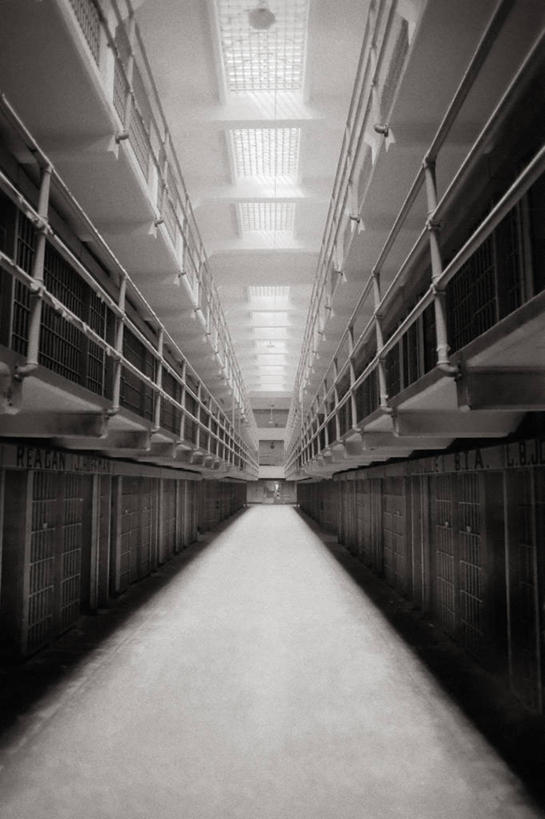 无人,竖图,黑白,美国,走廊,地标建筑,监狱,摄影,犯罪,加利福尼亚,牢房,处罚,旧金山,旅行,法律