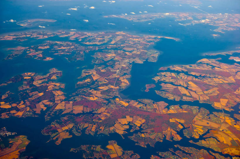 无人,农场,横图,俯视,航拍,室外,白天,美国,环保,科学,海湾,风景,自然,摄影,能源,环境,回收,资源,鸟瞰,利用,低碳,循环,地貌,持续,潘塔纳尔湿地,切萨皮克湾,秋天,彩图,高角度拍摄,旅行,河口