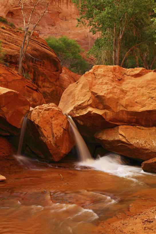 无人,竖图,室外,白天,瀑布,美国,地形,干净,摄影,清新,犹他,沙岩,大楼梯国家纪念碑,彩图