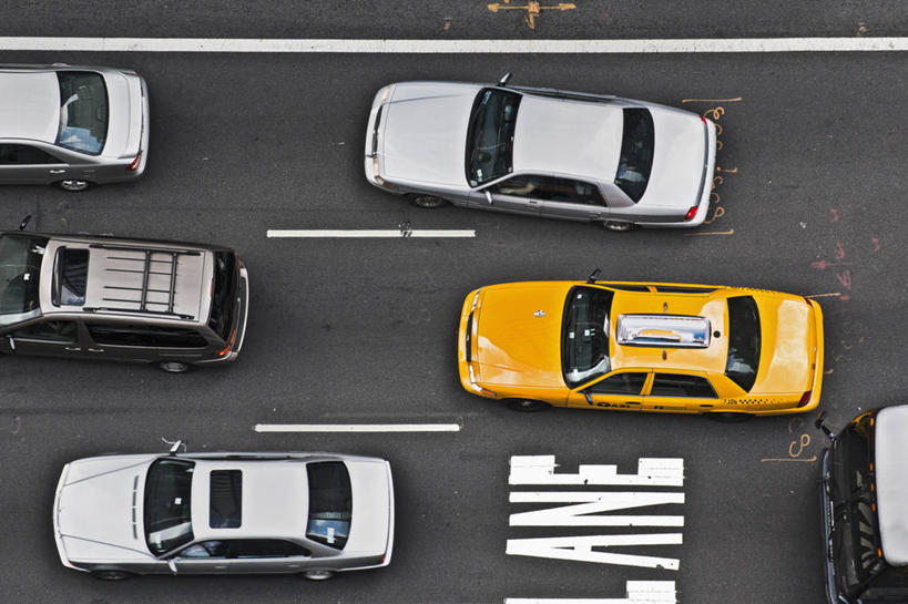 无人,横图,俯视,室外,白天,街道,出租车,汽车,纽约,美国,曼哈顿,运输,摄影,彩图,高角度拍摄