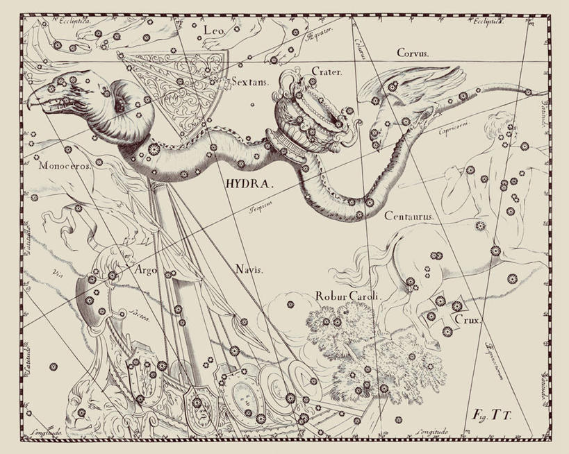 无人,横图,地图,艺术,科学,星星,摄影,星座,乌鸦,陨石坑,天文学,拉丁文,彩图,雕刻术