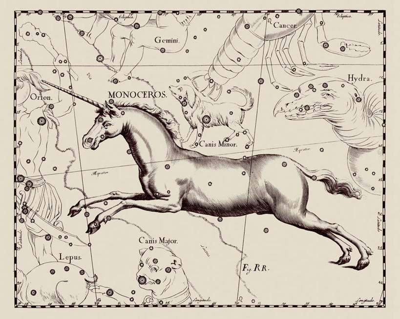 无人,横图,地图,艺术,科学,星星,摄影,星座,天文学,独角兽,拉丁文,彩图,雕刻术