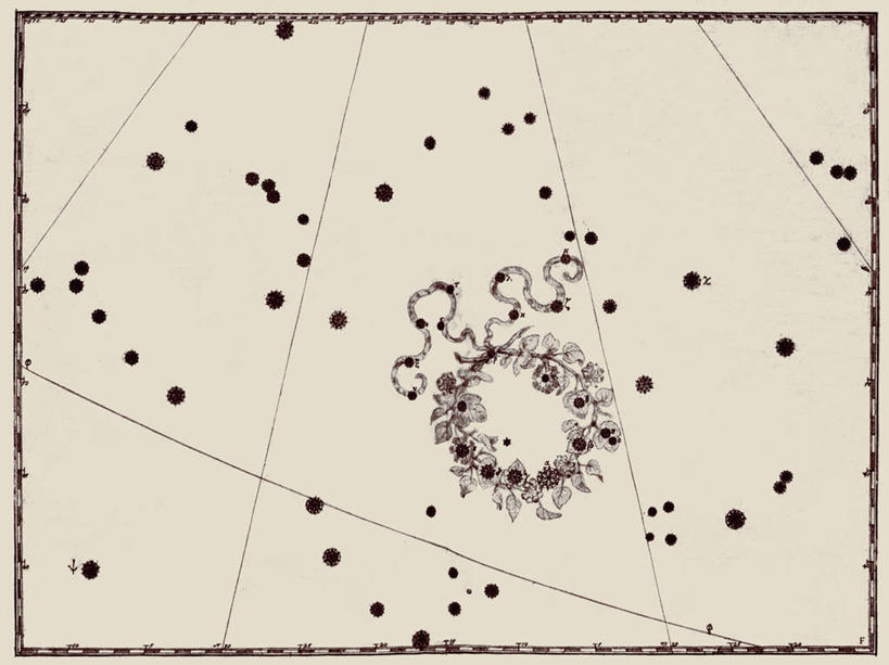 无人,横图,地图,艺术,科学,星星,摄影,星座,天文学,王冠,彩图,雕刻术,北冕座