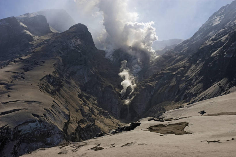 无人,横图,室外,白天,火山,雪,美国,蒸汽,地形,摄影,地质学,活火山,彩图